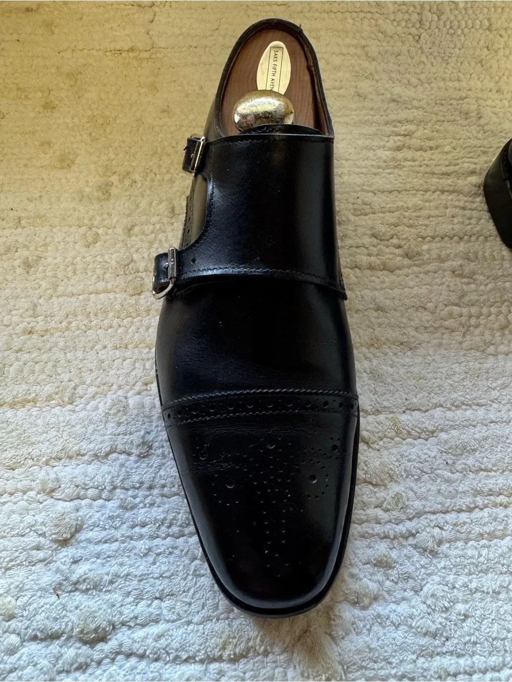 Allen Edmonds Black Leather Double Monk Strap Oxfords